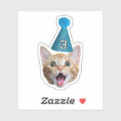 Aangepaste Cat Face Foto met Age Party Pet Verjaar Sticker (Vel)