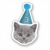 Aangepaste Cat Face Foto met Age Party Pet Verjaar Sticker (Voorkant)
