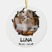 Aangepaste Cat Memorial Keepsake – Foto, naam en d Keramisch Ornament (Voorkant)