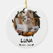 Aangepaste Cat Memorial Keepsake – Foto, naam en d Keramisch Ornament (Achterkant)