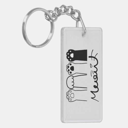 Aangepaste Cat Paws Sleutelhanger met naam (Voorkant Links)