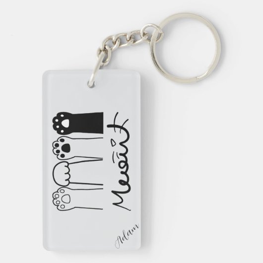 Aangepaste Cat Paws Sleutelhanger met naam (achterkant)