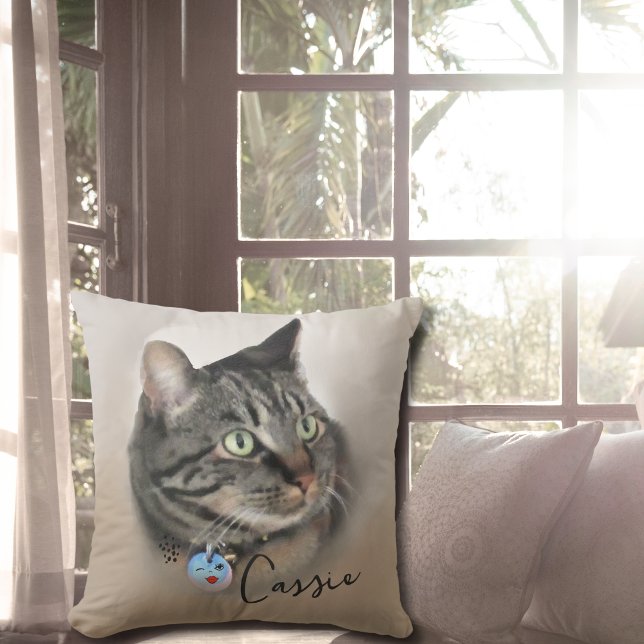 Aangepaste Cat Photo Afbeelding gepersonaliseerd Kussen (Custom Cat Photo Image personalized Throw Pillow)