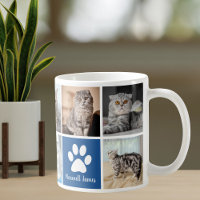 Aangepaste Cat Photo Collage Blue Paw Print Schatt