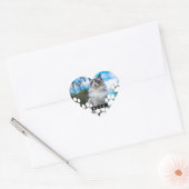 Aangepaste Cat Photo Heart Sticker met naam (Envelop)