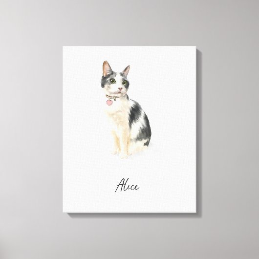 Aangepaste Cat Portrait Waterverf Canvas Afdruk (Voorkant)