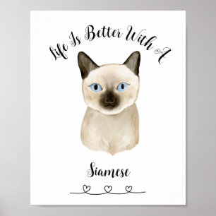 Aangepaste Cat Siamese Pet Wall Art Poster