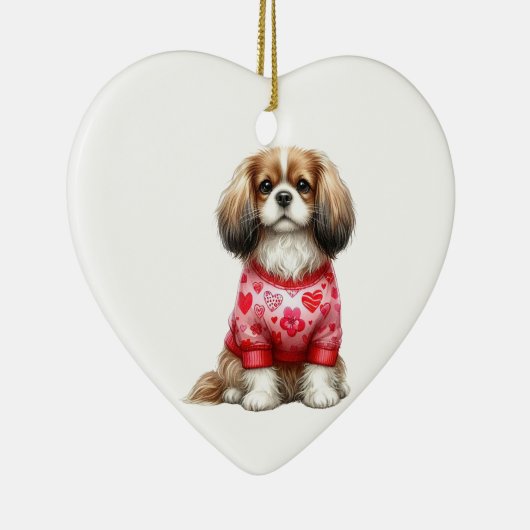 Aangepaste Cavalier King Charles Spaniel Dog Valen Keramisch Ornament (Rechts)