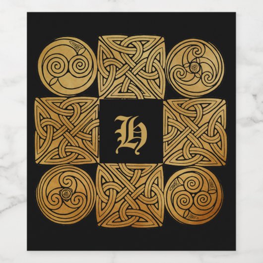 Aangepaste Celtic Knotwork Cross Wijn Etiket (Enkel label)