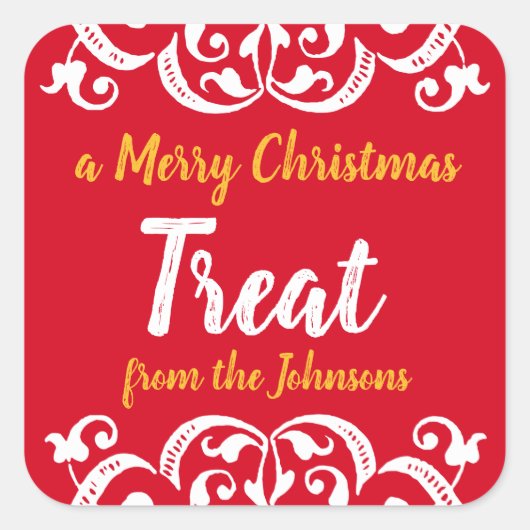 Aangepaste Chalky Christmas Holiday Treat Sticker (Voorkant)
