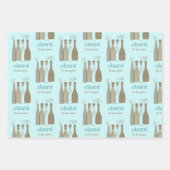 Aangepaste Champagne White Pink Aqua Retro Cool Inpakpapier Vel (Voorkant 3)