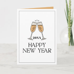 Aangepaste champagneglazen Gelukkig Nieuwjaar Glas Kaart