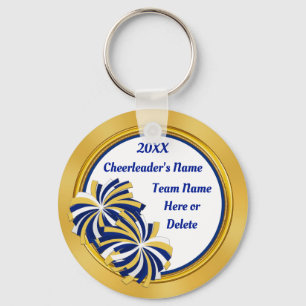 Aangepaste Cheap Cheerleader Gifts, Blue, Gold Sleutelhanger