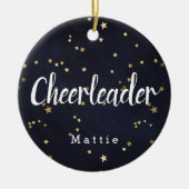 Aangepaste Cheerleader Navy Blue en Gold Stars Keramisch Ornament (Voorkant)
