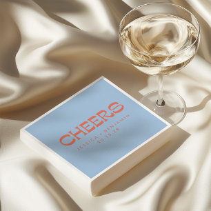 Aangepaste Cheers Blauw Terracotta Chic Modern Huw Servet