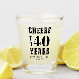 Aangepaste Cheers tot 40 jaar Elke mijlpaal op d Shot Glas