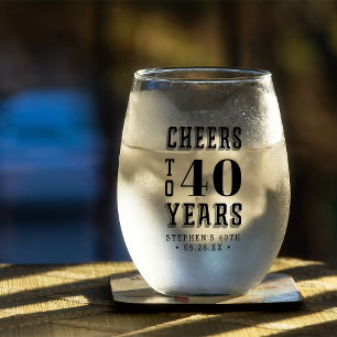 Aangepaste Cheers tot 40 jaar Elke mijlpaal op d Wijnglas Zonder Voet