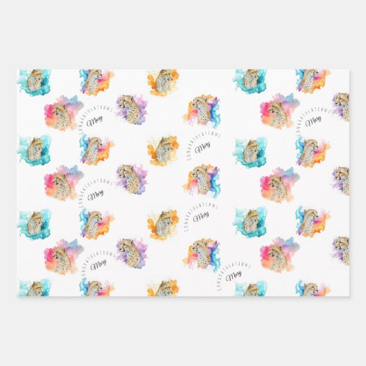 Aangepaste Cheetah Gift Wrapping Paper (Voorkant)