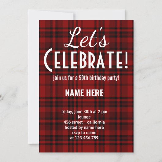 AANGEPASTE CHEQUE PLAID LATEN WE VERJAARDAGSFEEST  KAART (Voorkant)