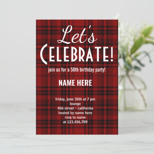 AANGEPASTE CHEQUE PLAID LATEN WE VERJAARDAGSFEEST  KAART (Staand voorkant)