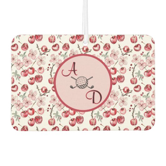 Aangepaste Cherry Blossom Roze Golf Monogram Luchtverfrisser (Voorkant)
