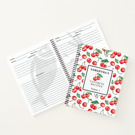 Aangepaste Cherry Pattern Recipe Notitieboek (Binnen)