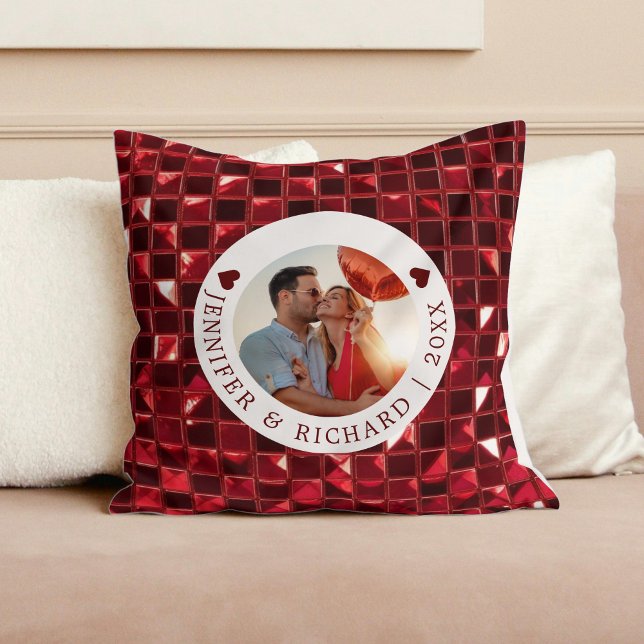 Aangepaste Cherry Valentijnsdag met Foto & Tekst Kussen (Custom Cherry Valentine's Day with Photo & Text Throw Pillow)