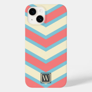 Aangepaste Chevron Monogram Pastel Sinaasappel Bei Case-Mate iPhone 14 Hoesje