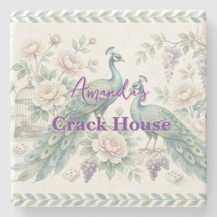 Aangepaste Chic Chinoiserie Pauw Mahjong Stenen Onderzetter