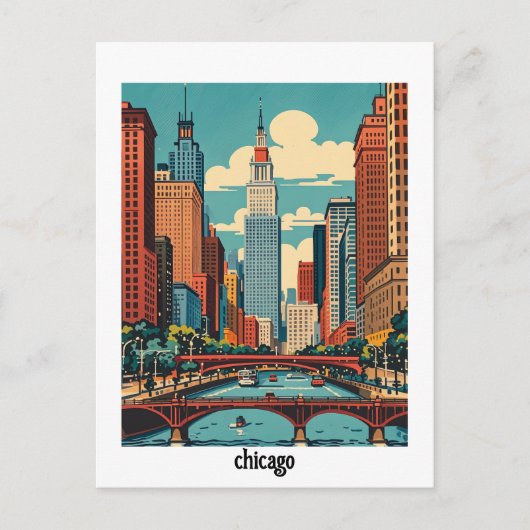 Aangepaste Chicago Illinois Briefkaart (Voorkant)