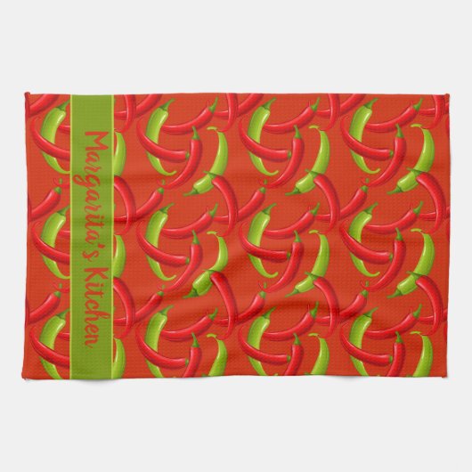 Aangepaste Chili Peppers Theedoek (Horizontaal)