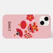 Aangepaste Chinese Nieuwjaar Iconen Roze Bloesem Case-Mate iPhone Case (Achterkant (horizontaal))