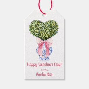 Aangepaste Chinoiserie Hart Topiary Valentijnsdag Cadeaulabel