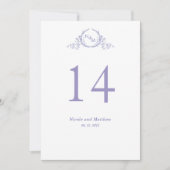 Aangepaste, chique Paarse Monogram Trouwtafel numm (Voorkant)