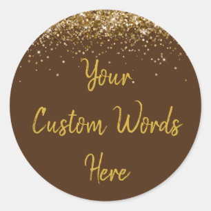 Aangepaste chocolade bruine & gouden verjaardagsfe ronde sticker