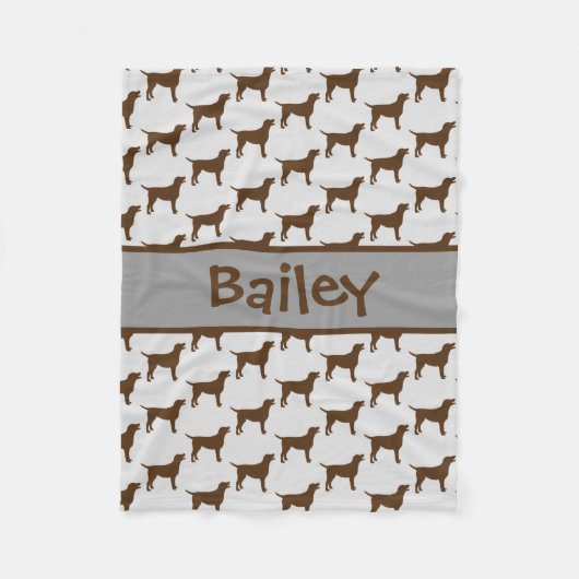 Aangepaste Chocolade Lab Hond Silhouet Fleece Deken (Voorkant)