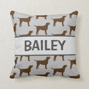 Aangepaste Chocolade Lab Hond Silhouet Kussen