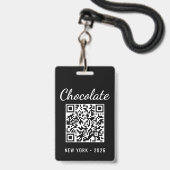 Aangepaste Chocolate Festival QR Code Exposant ID Badge (Achterkant met lanyard)