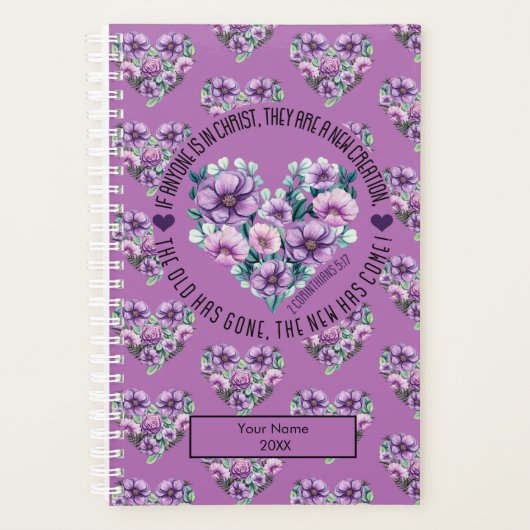 Aangepaste Christelijke 2 Corinthians 5:17 Bijbel Planner (Voorkant)