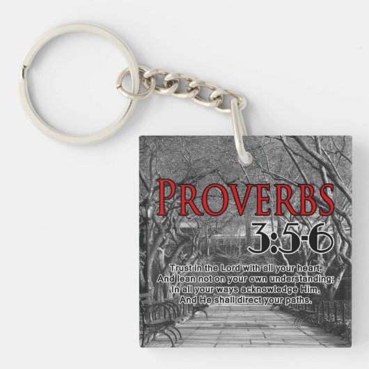 AANGEPASTE CHRISTELIJKE BIBLE VERSE PROVERBS 3:5-6 SLEUTELHANGER (voorkant)
