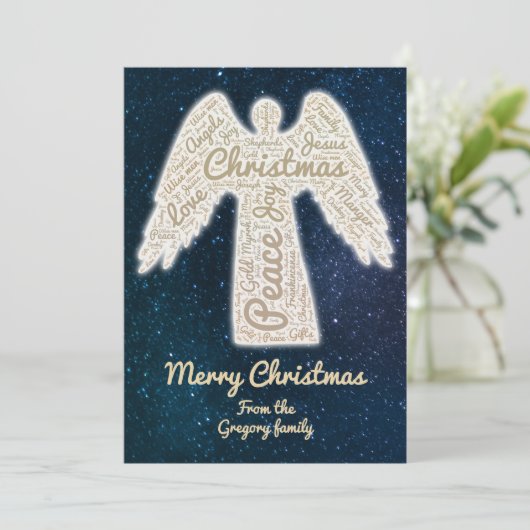 Aangepaste Christelijke engel Betekenis van Kerstm Feestdagenkaart (Staand voorkant)