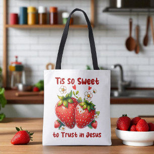 Aangepaste christelijke Jezus zomer aardbeien Draagtas