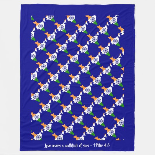 Aangepaste Christelijke Quote INDIA FLAG Fleece Deken (Voorkant)