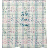 Aangepaste Christelijke Quote Licht Pastel Plaid Douchegordijn (Voorkant)