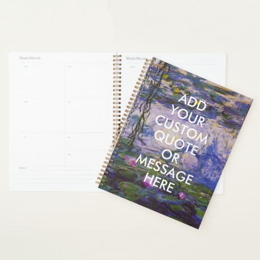 Aangepaste Citaat Monet Water Lilie Planner (Display)