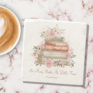 Aangepaste citaatboeken en vintage roze rozen stenen onderzetter