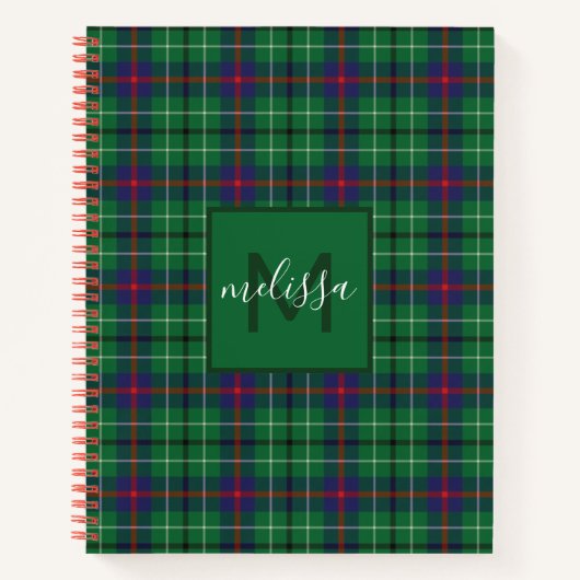 Aangepaste Clan Duncan Pset Tartan Monogram Notitieboek (Voorkant)