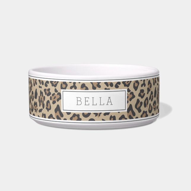 Aangepaste Classic Leopard Animal Print Pet Voerbakje (Voorkant)