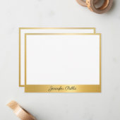 Aangepaste Classy Handgeschreven Script Gold Elega Notitiekaartje (Voorkant / Achterkant in situ)