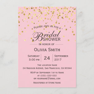 Aangepaste Classy Pink Gold Bridal Shower-uitnodig Kaart